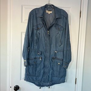 Michael Kors Blue Jean Jacket with Gold Accents